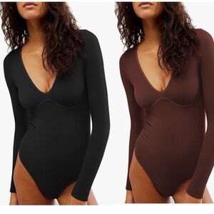 Amazon CHYRII Ribbed Thong Bodysuits NWT XS